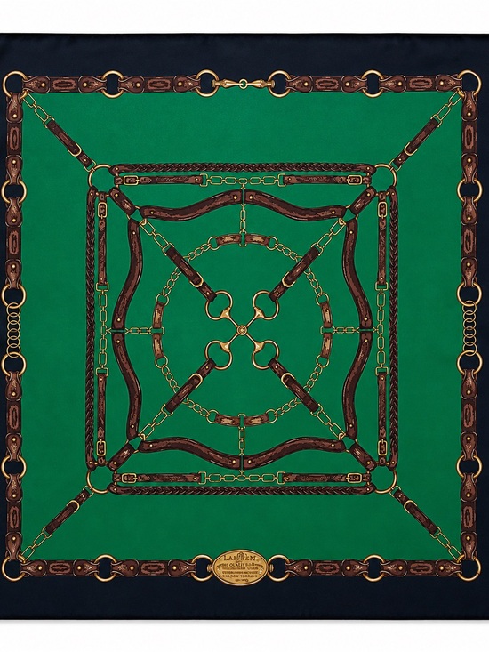 Lauren Ralph Lauren Accessories - Lauren Ralph Lauren 100% Silk Equestrian Scarf Green Black Brown Horse Bit Scarf